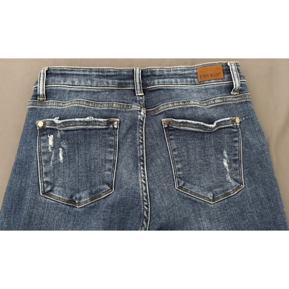Judy Blue Jeans Women's 9/29 Slim Fit High Rise Distressed Dark Wash Stretch - Picture 10 of 10